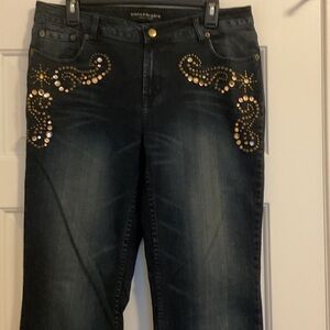 Embellished Wide Leg Jeans in Black